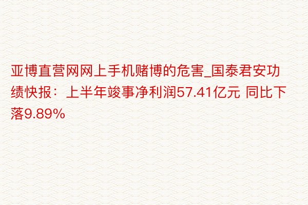 亚博直营网网上手机赌博的危害_国泰君安功绩快报：上半年竣事净利润57.41亿元 同比下落9.89%