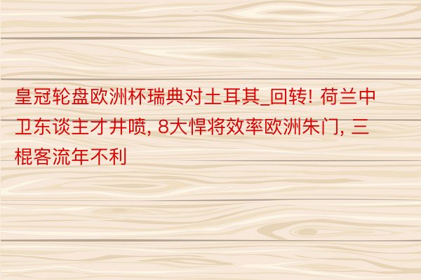 皇冠轮盘欧洲杯瑞典对土耳其_回转! 荷兰中卫东谈主才井喷, 8大悍将效率欧洲朱门, 三棍客流年不利