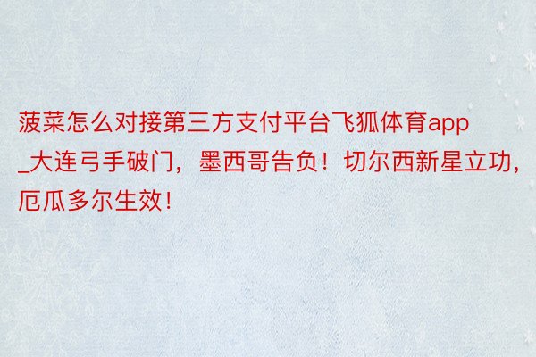 菠菜怎么对接第三方支付平台飞狐体育app_大连弓手破门，墨西哥告负！切尔西新星立功，厄瓜多尔生效！